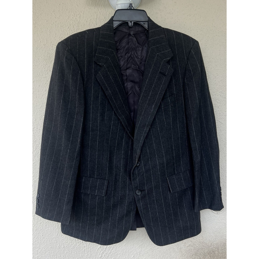 VTG Burberrys' Blazer Mens 42R Gray Pure Wool Pinstripe Suit Jacket USA Formal
